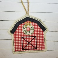 In the hoop Barn Christmas Ornament Applique Design